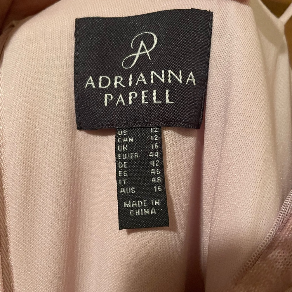 Adrianna Papell Tiered Floral Pink and Tan Maxi Dress, Like New - Picture 4 of 5